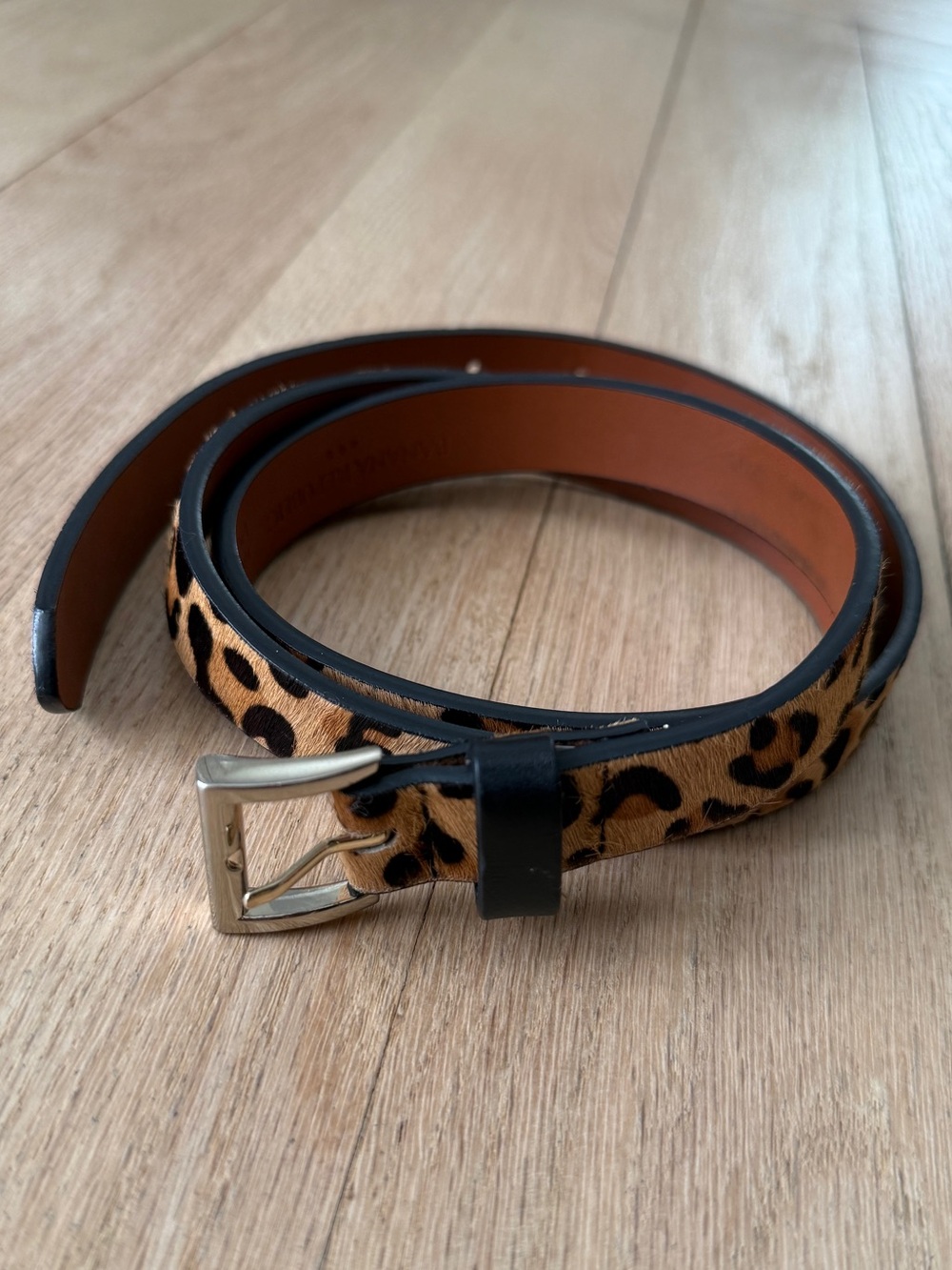 Banana Republic Leopard Print Haircalf Belt with Gold Buckle Medium